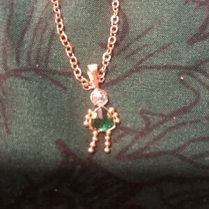 14k solid gold Green Emerald & Diamond Pendant